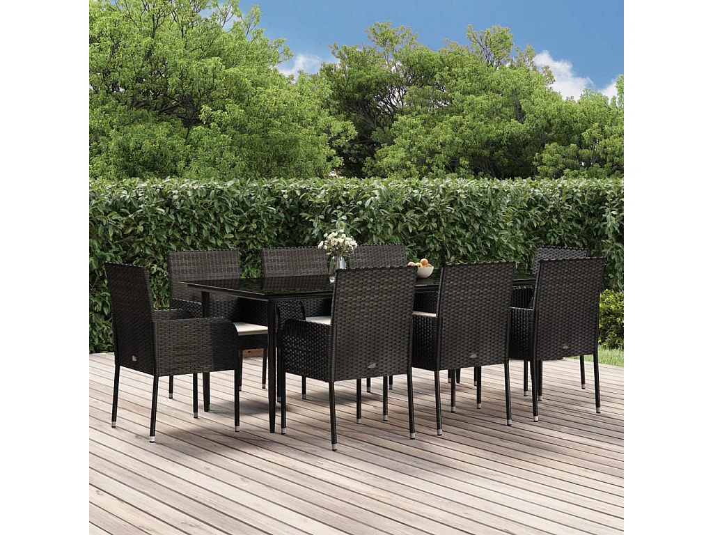 Santo Stefano di Camastra  9-delige Tuinset poly rattan zwart