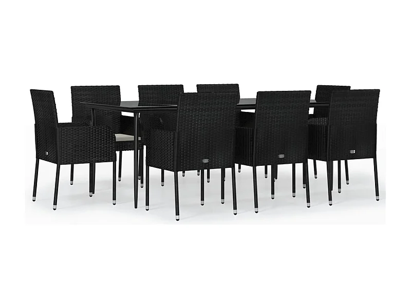 Santo Stefano di Camastra  9-delige Tuinset poly rattan zwart