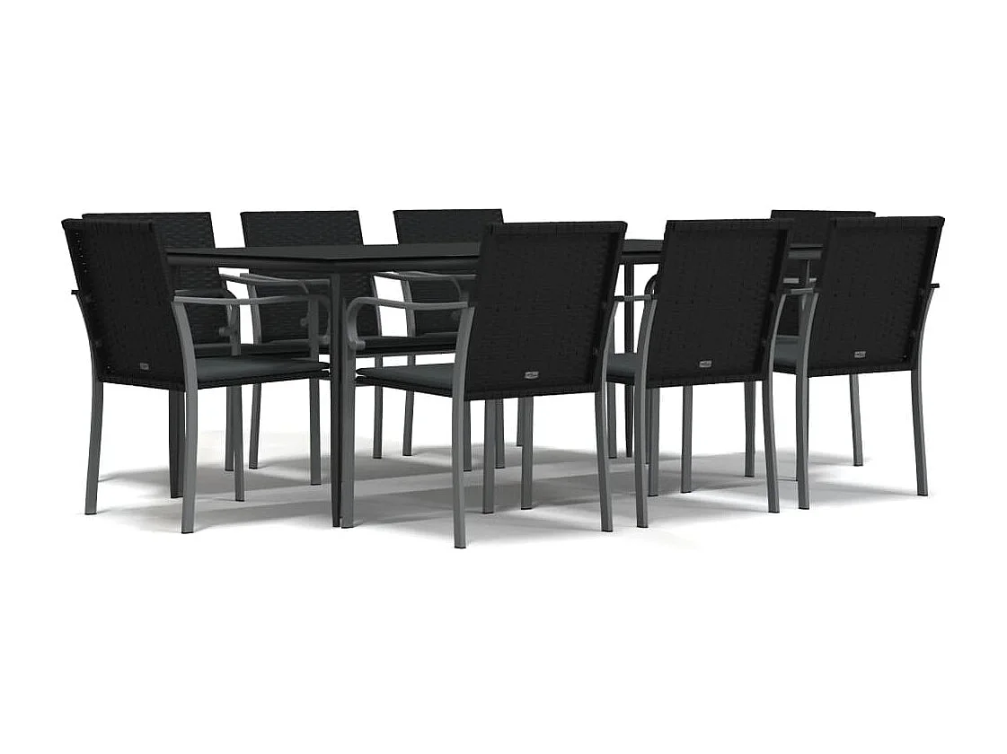 Tholen  Ensemble à manger de jardin 9 pcs coussins résine tressée acier