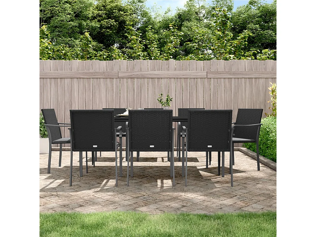 Tholen  Ensemble à manger de jardin 9 pcs coussins résine tressée acier