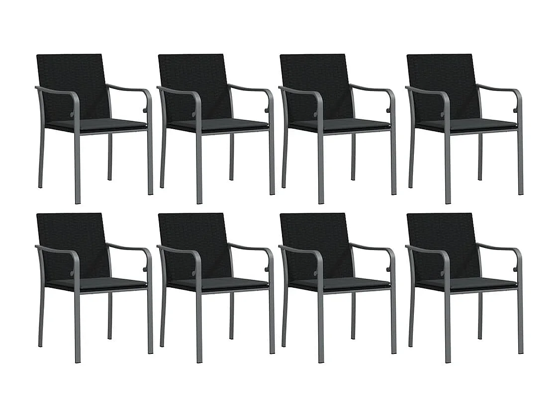 Tholen  Ensemble à manger de jardin 9 pcs coussins résine tressée acier