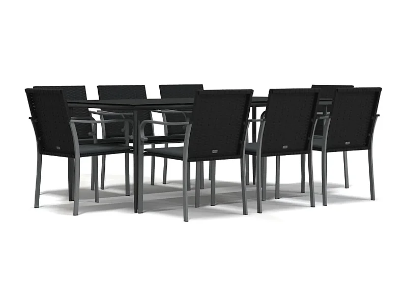 Tholen  Ensemble à manger de jardin 9 pcs coussins résine tressée acier