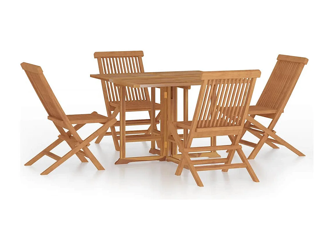 Prolenta Premium -  Set de comedor de jardín plegable 5 pzas madera maciza de teca