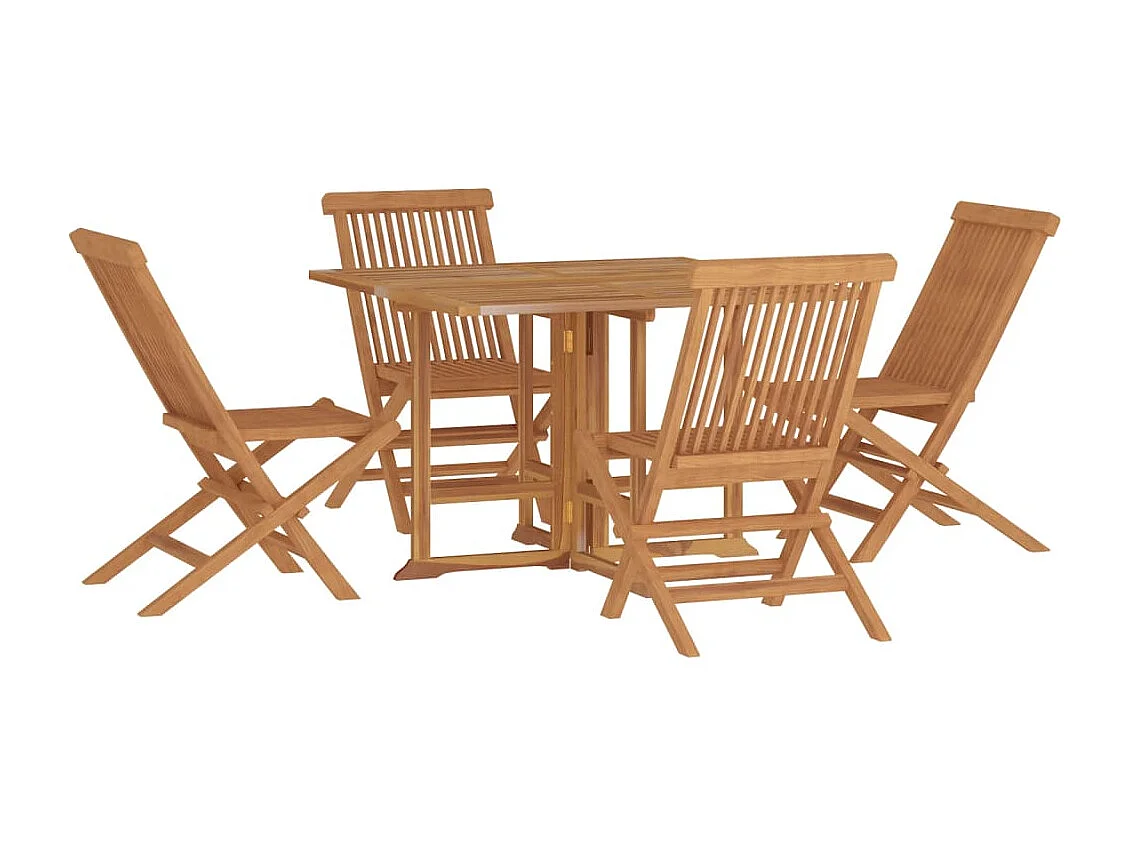 Prolenta Premium -  Set de comedor de jardín plegable 5 pzas madera maciza de teca