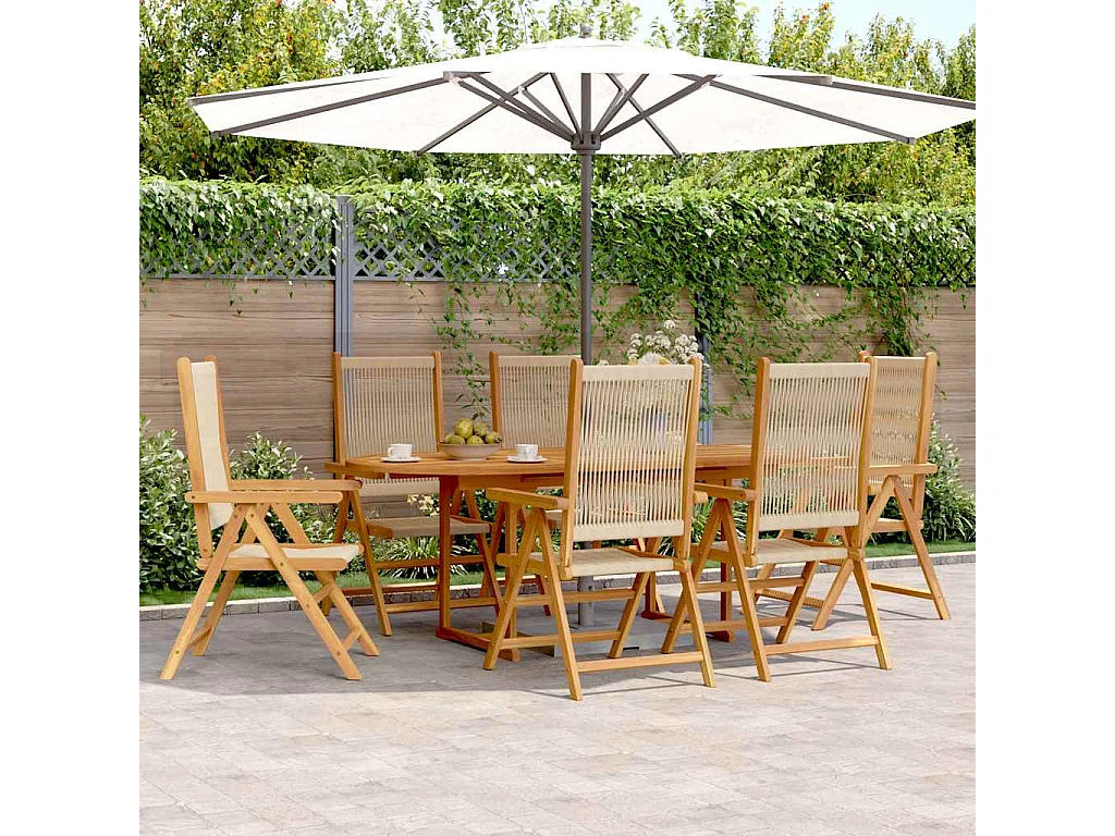 Molfetta  Ensemble à Manger de jardin 7pcs beige polypropylène et bois