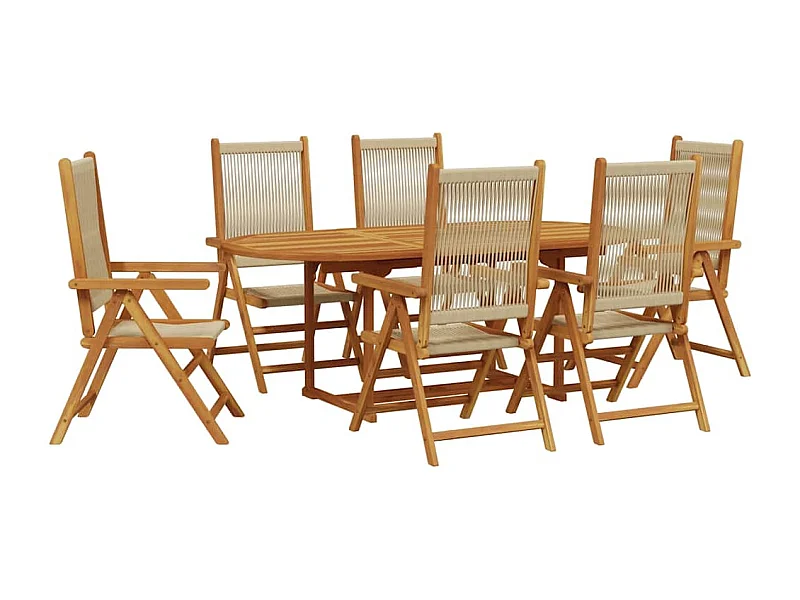 Molfetta  Ensemble à Manger de jardin 7pcs beige polypropylène et bois