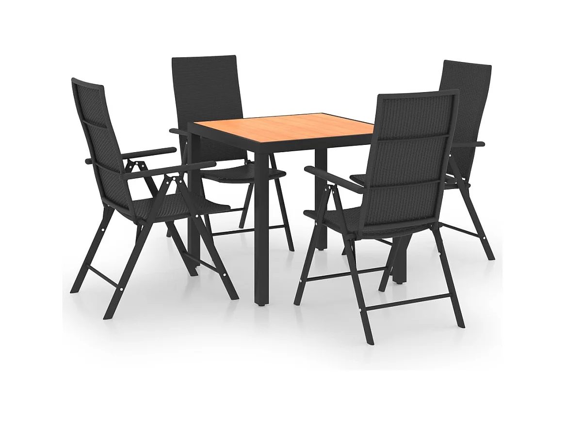 Garden Furniture -  Ensemble à manger de jardin 5 pcs noir et marron