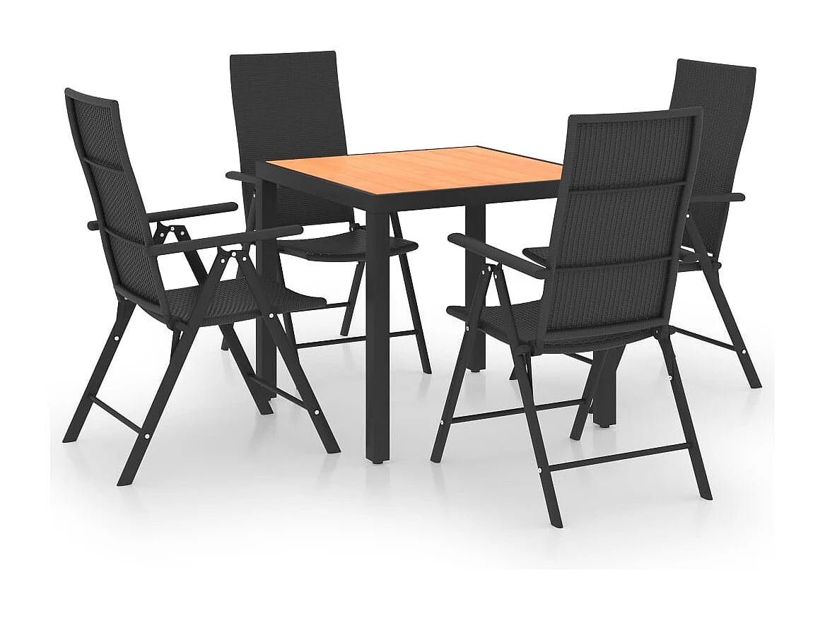 Garden Furniture -  Ensemble à manger de jardin 5 pcs noir et marron
