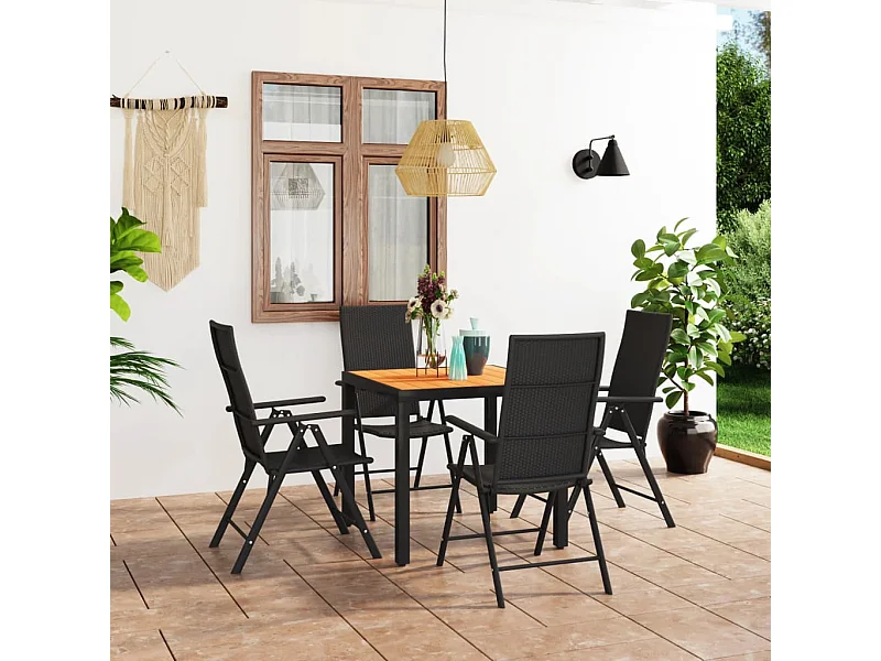 Garden Furniture -  5-delige Tuinset zwart en bruin