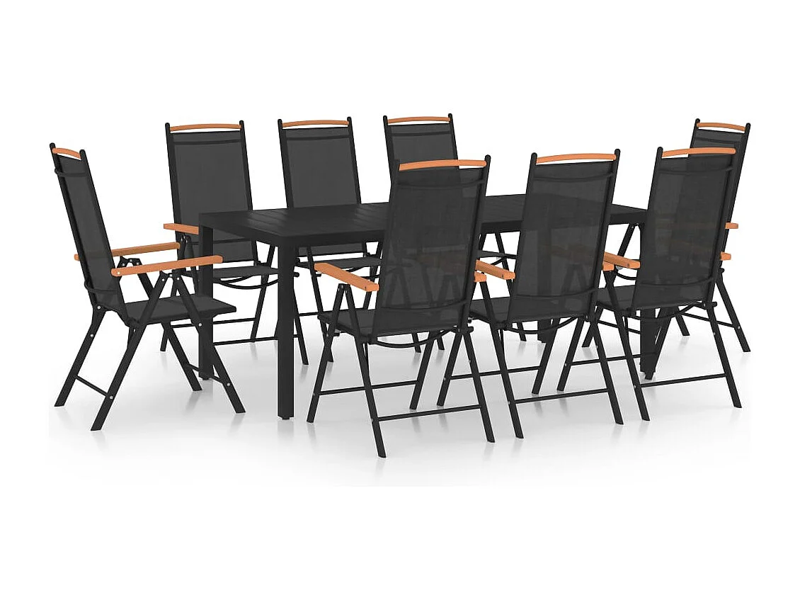 Bryson  Ensemble à manger de jardin 9 pcs aluminium noir