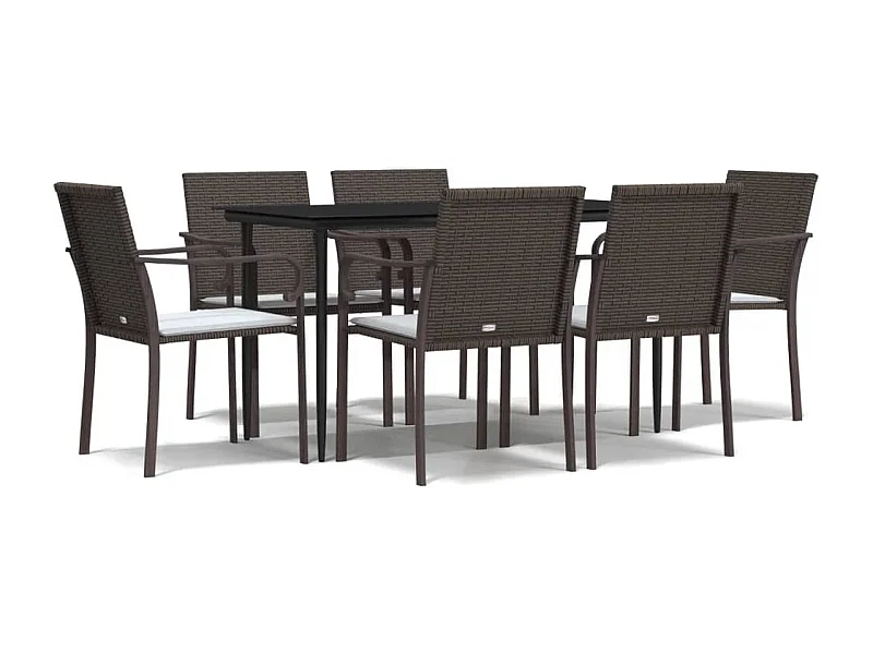 Tholen  7-delige Tuinset met kussens poly rattan en staal