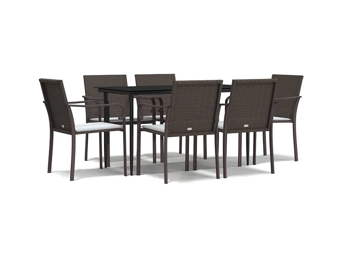 Tholen  7-delige Tuinset met kussens poly rattan en staal