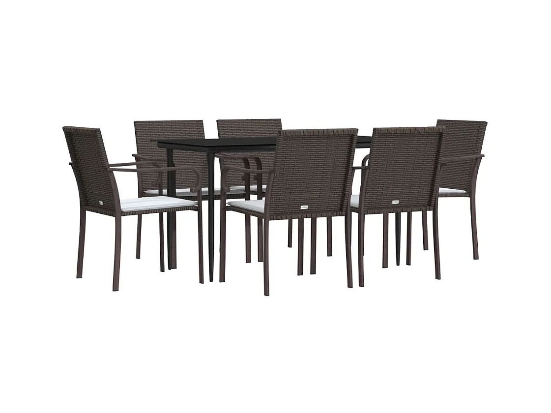 Tholen  7-delige Tuinset met kussens poly rattan en staal