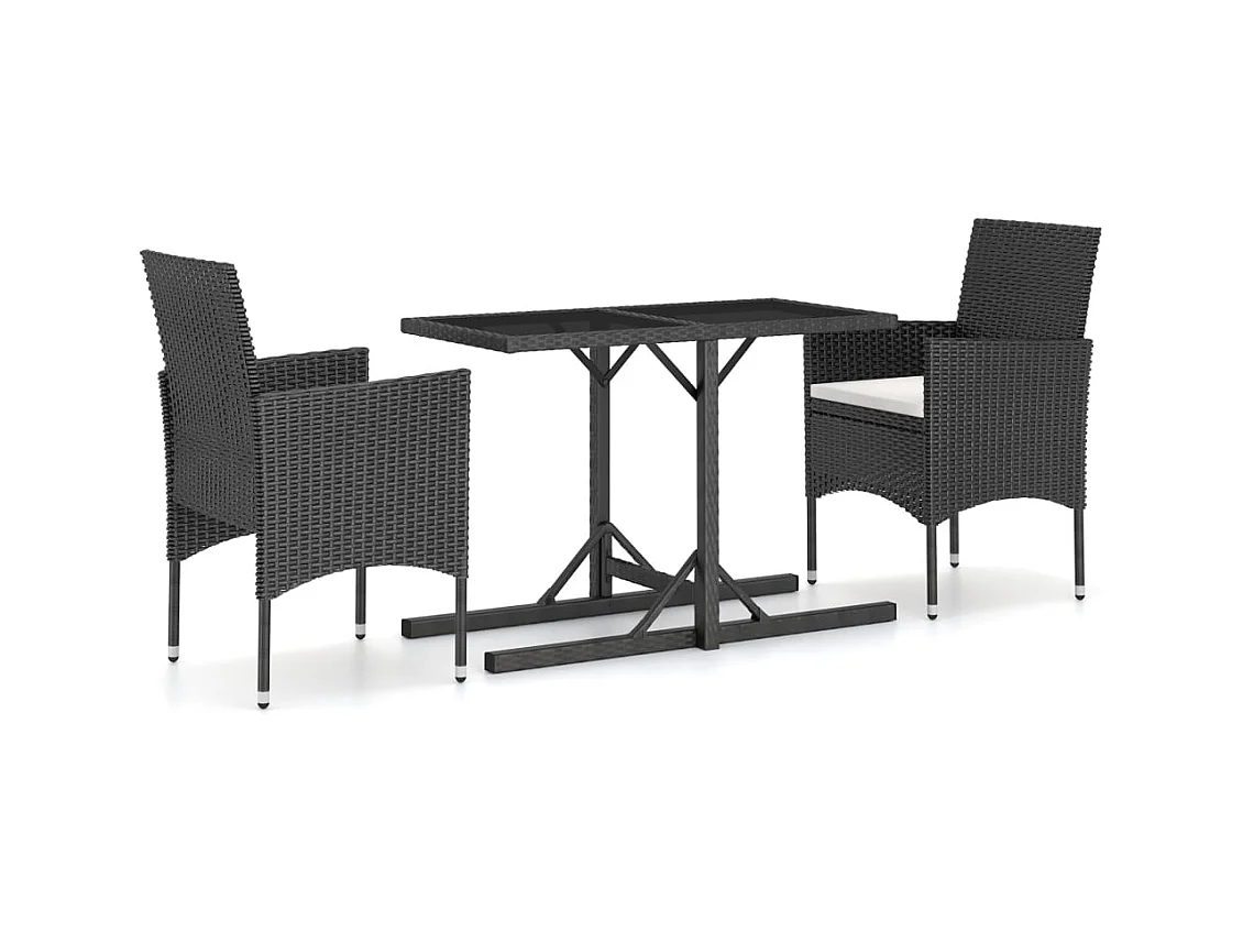 Michelle  Ensemble à manger de jardin 3 pcs Noir