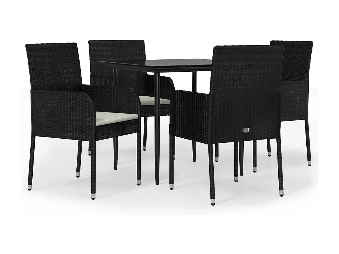 Santo Stefano di Camastra  5-delige Tuinset met kussens poly rattan zwart