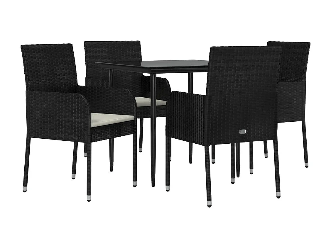 Santo Stefano di Camastra  5-delige Tuinset met kussens poly rattan zwart