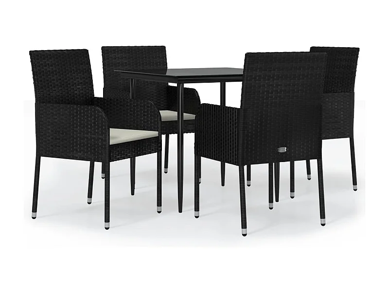 Santo Stefano di Camastra  5-delige Tuinset met kussens poly rattan zwart