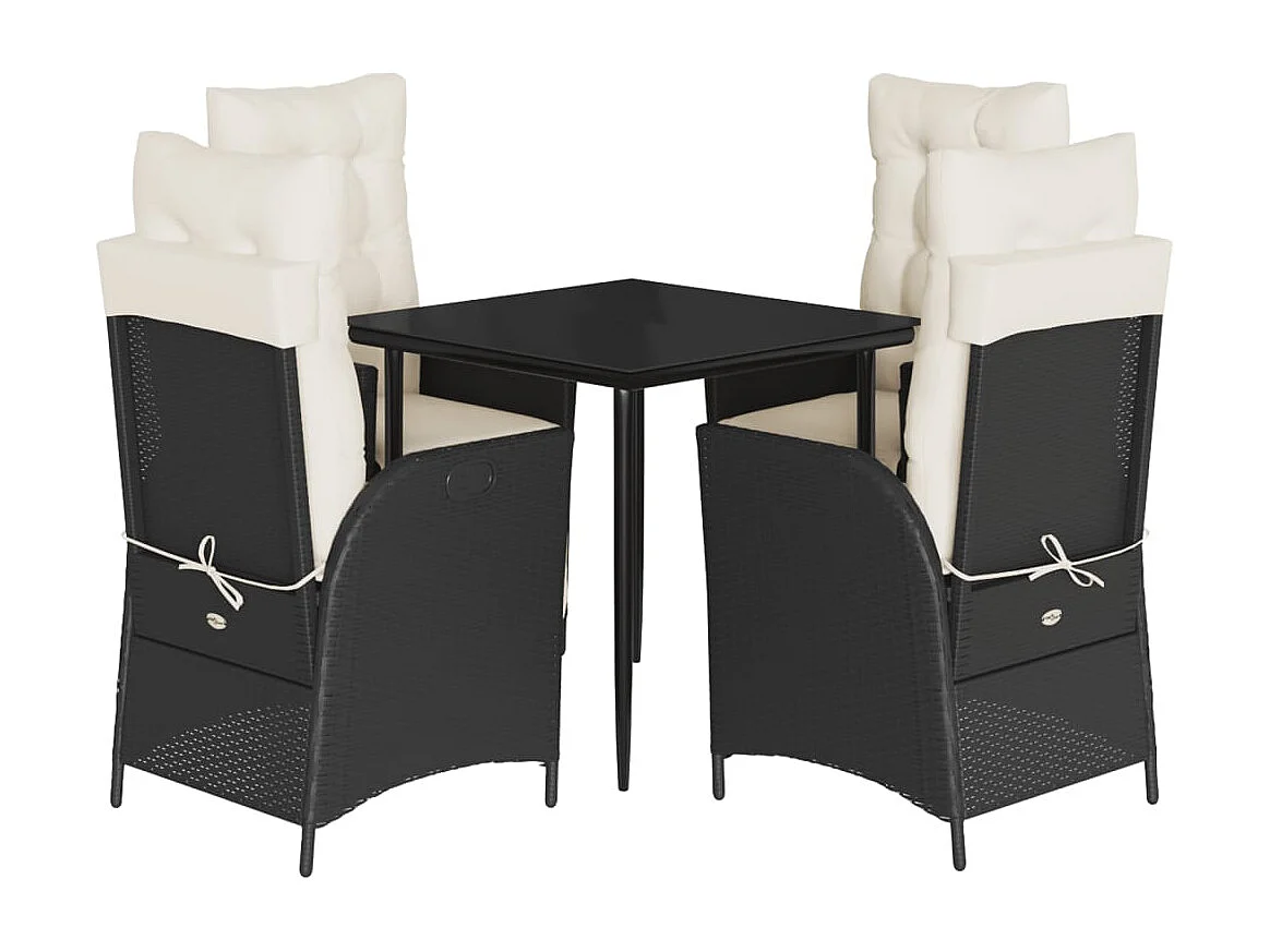 Greta  5-delige Tuinset met kussens poly rattan zwart