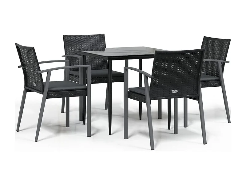 Bucyrus  5-delige Tuinset met kussens poly rattan en staal