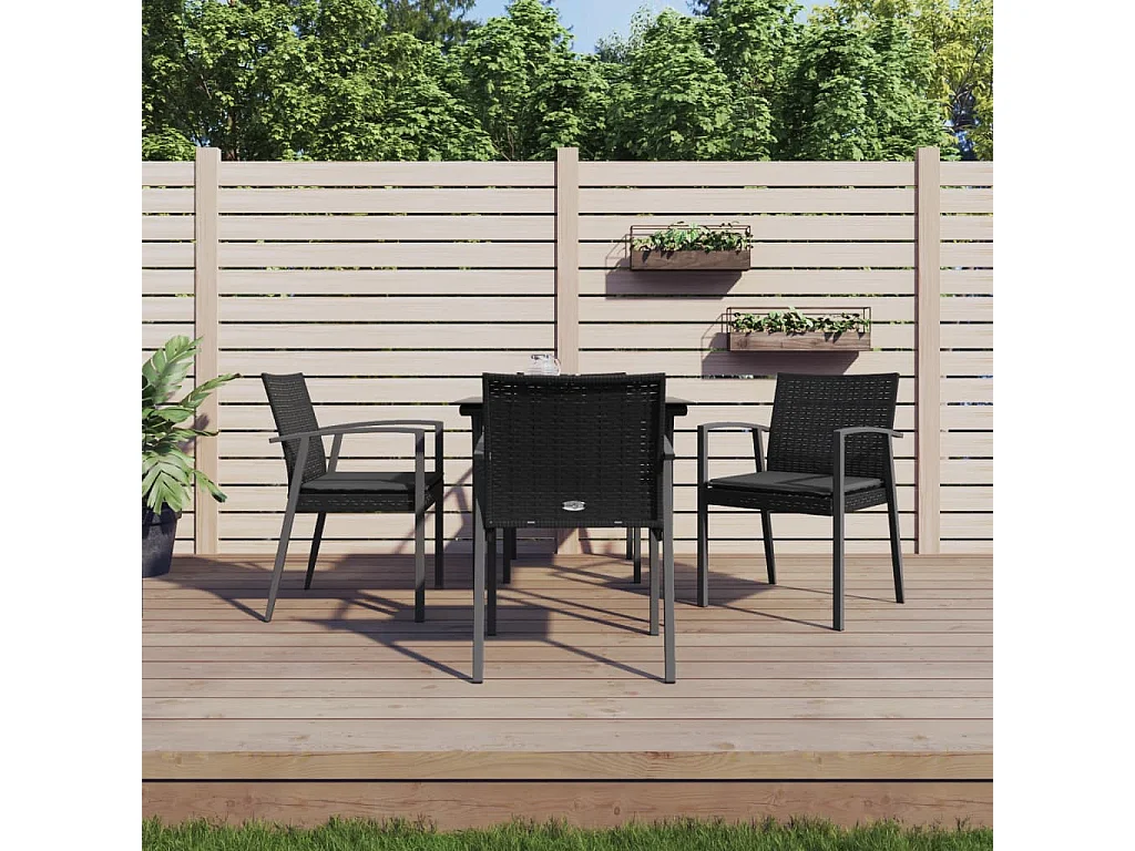 Bucyrus  Ensemble à manger de jardin 5 pcs coussins résine tressée acier