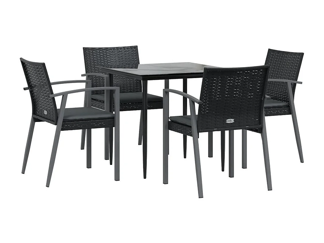 Bucyrus  Ensemble à manger de jardin 5 pcs coussins résine tressée acier