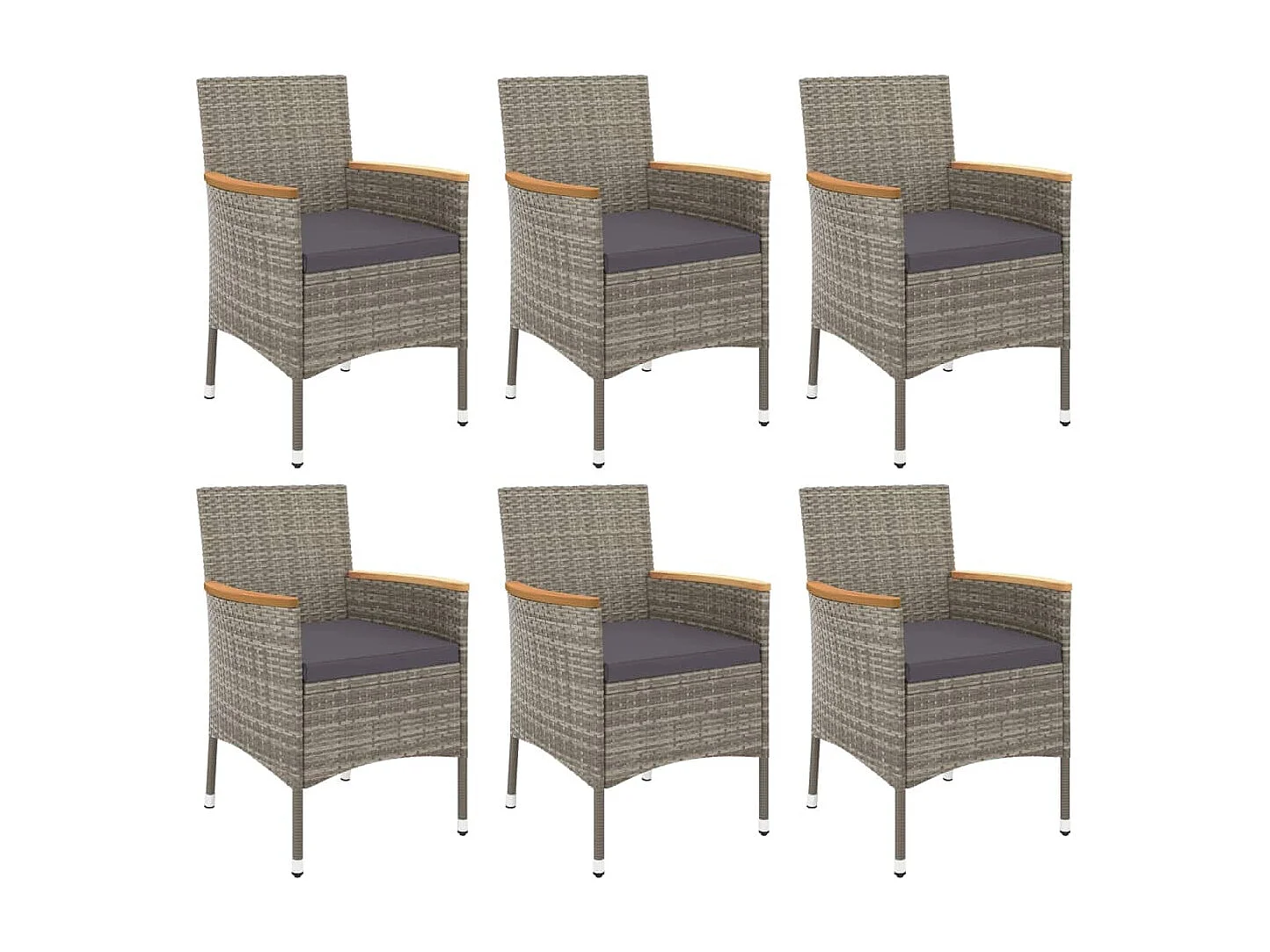 Garden Furniture -  Ensemble à manger jardin et coussins 7 pcs gris rotin