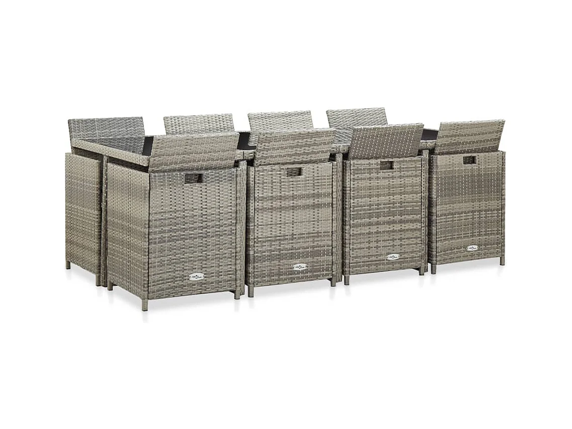 Chenoa  13-delige Tuinset met kussens poly rattan grijs