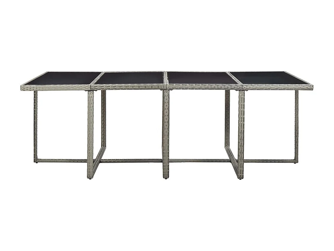 Chenoa  Ensemble à manger d'extérieur 13pcs et coussins poly rotin Gris