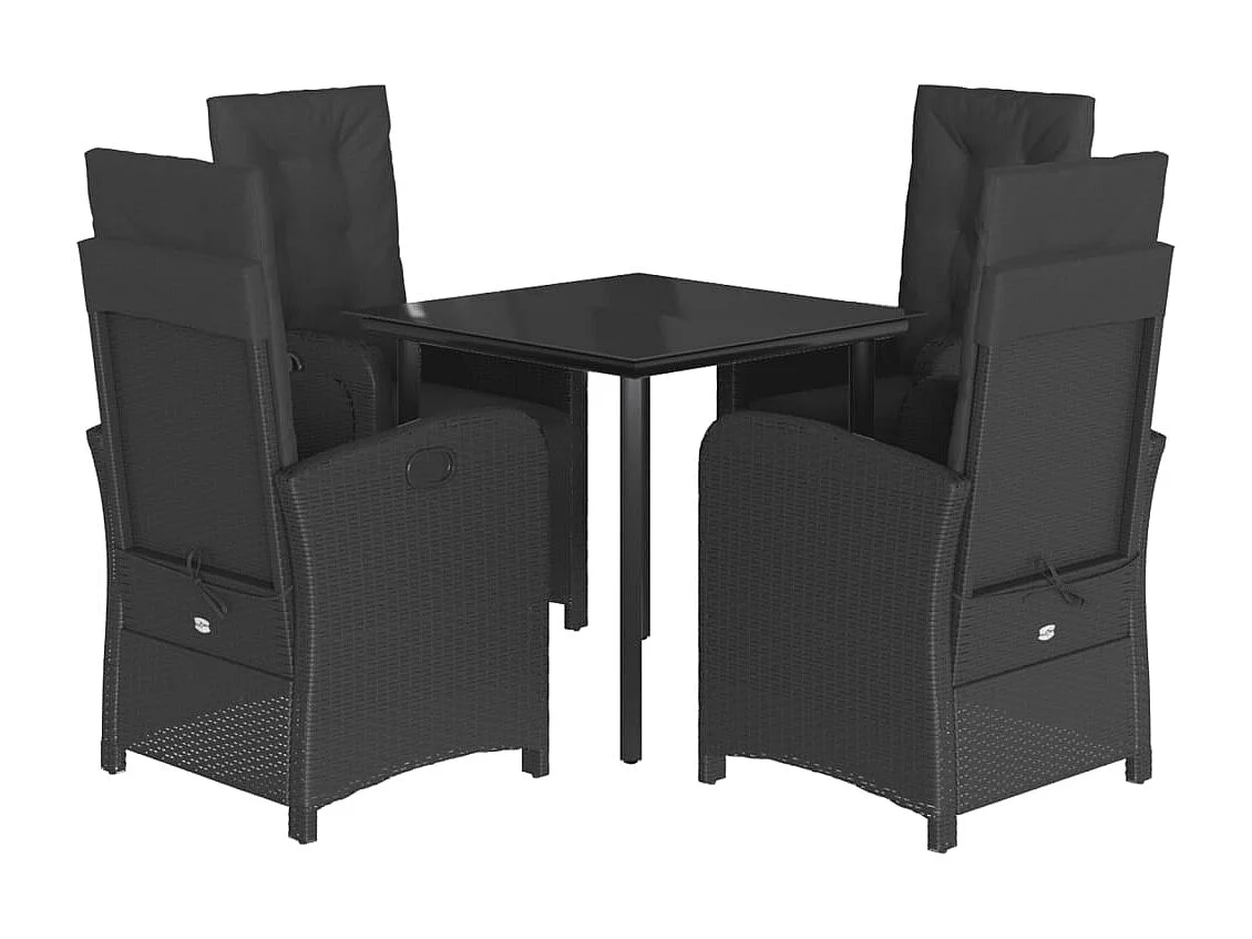 Necdet  Ensemble à manger de jardin coussins 5pcs Noir Résine tressée