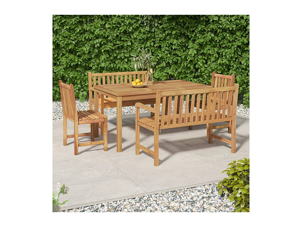 Birgit  Ensemble à manger de jardin 5pcs Bois de teck massif