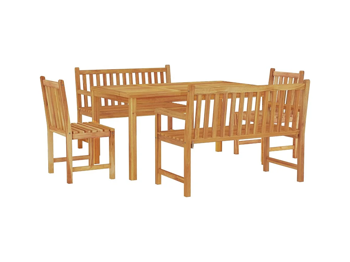 Birgit  Ensemble à manger de jardin 5pcs Bois de teck massif