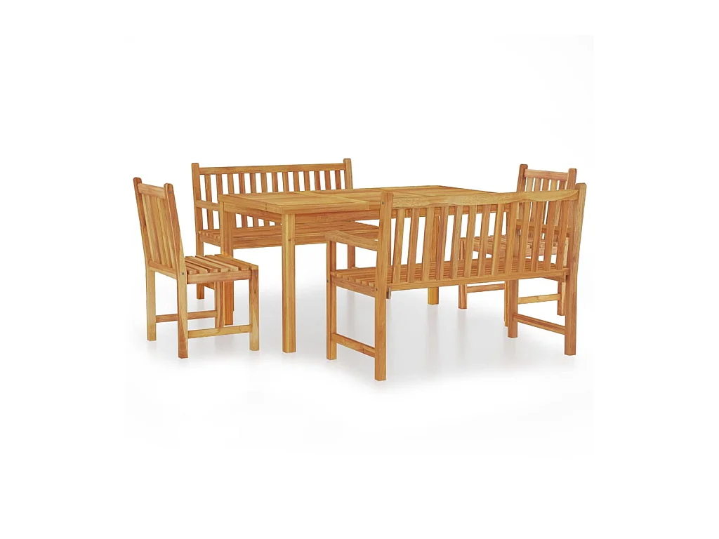 Birgit  Juego de comedor para jardín 5 piezas madera maciza de teca
