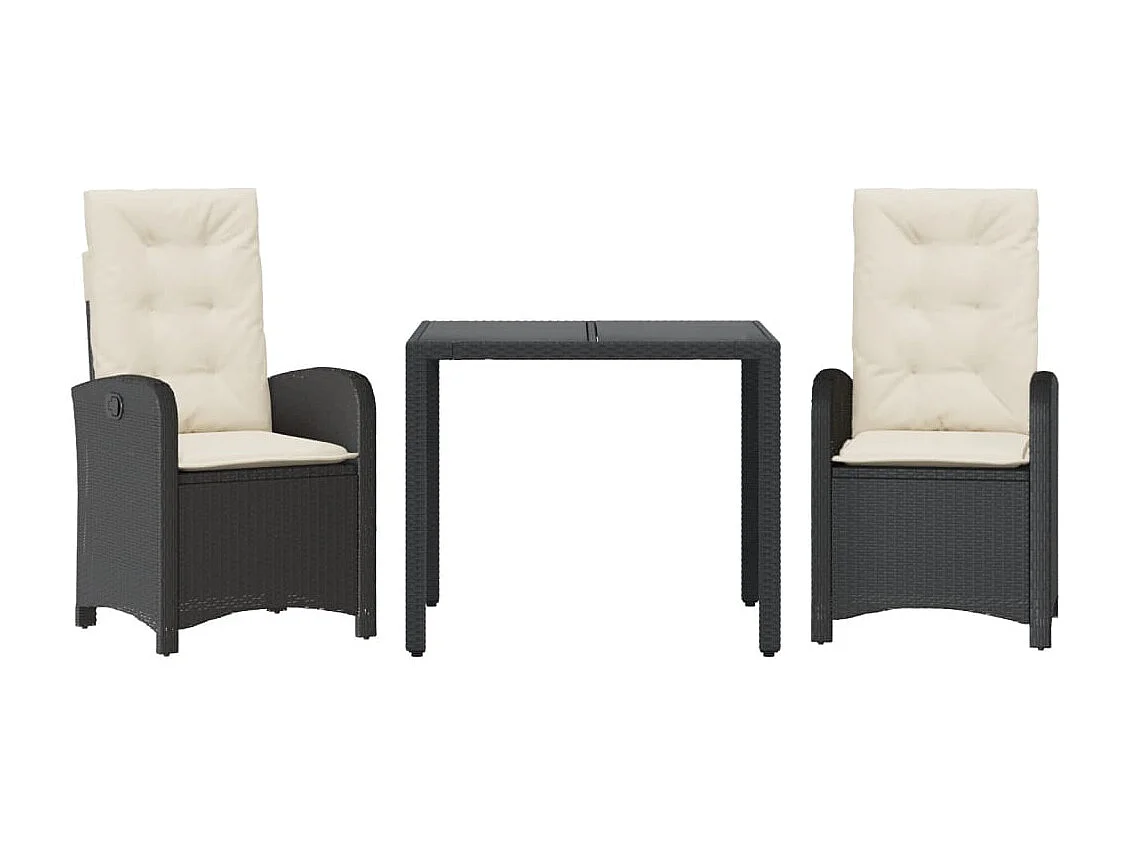 Prolenta Premium -  3-delige Tuinset met kussens poly rattan zwart