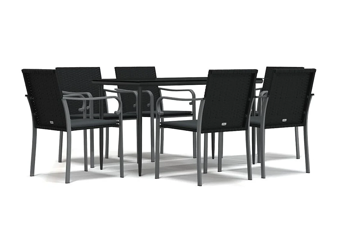 Tholen  Ensemble à manger de jardin 7 pcs coussins résine tressée acier