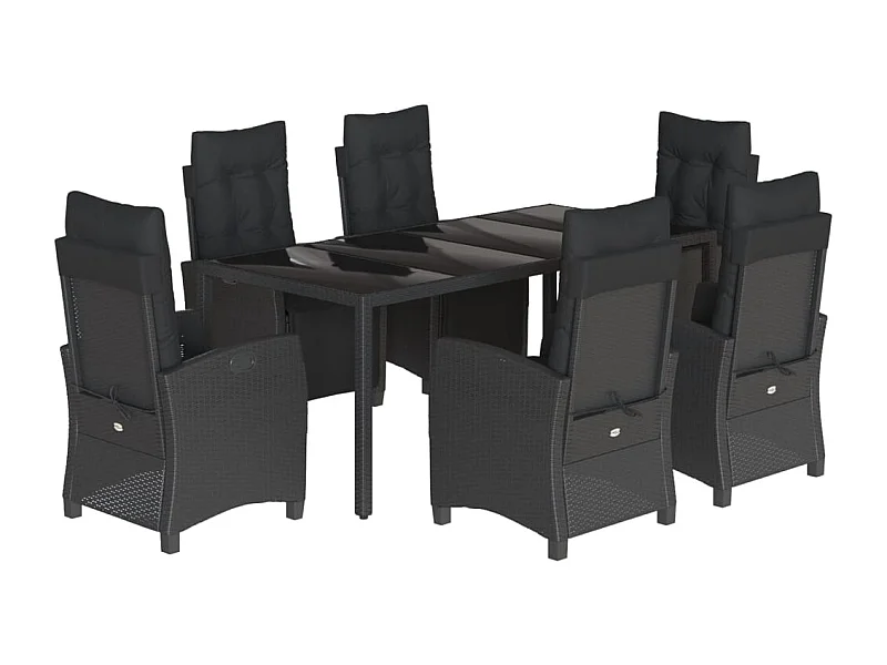 Vrikja  7-delige Tuinset met kussens poly rattan zwart