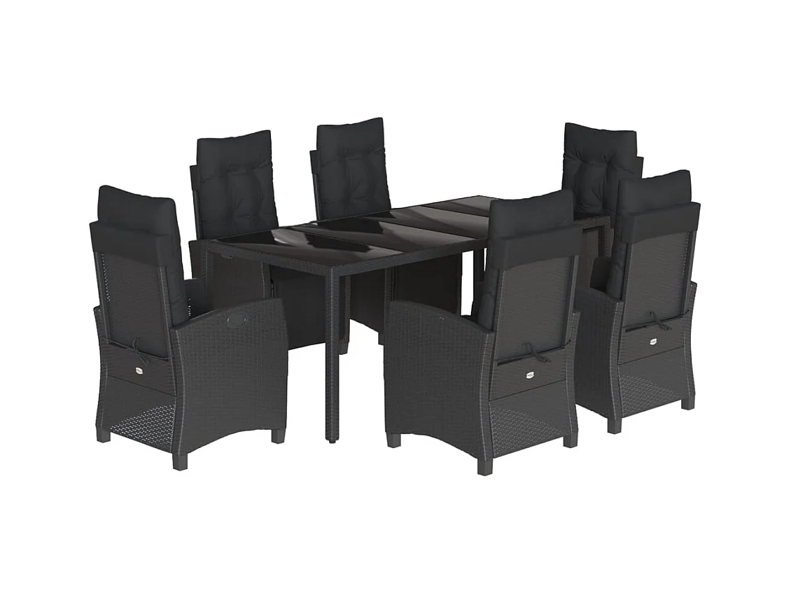 Vrikja  7-delige Tuinset met kussens poly rattan zwart