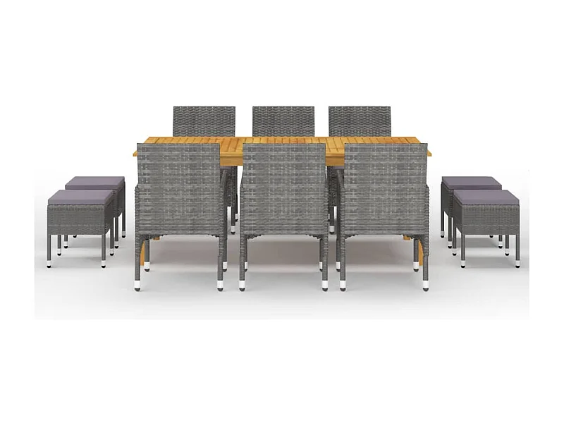 Bas  Ensemble à manger de jardin 11 pcs Gris