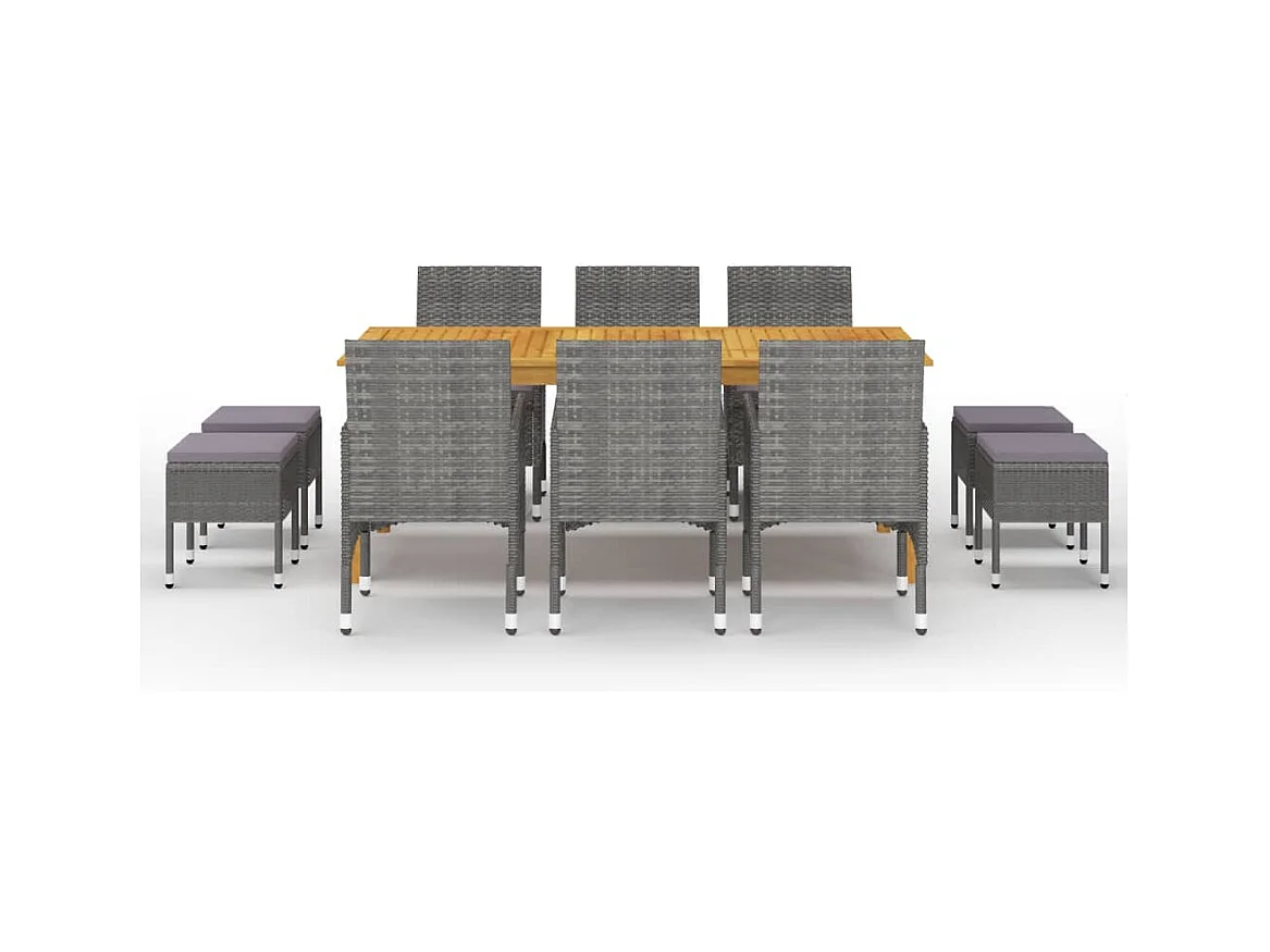 Bas  Ensemble à manger de jardin 11 pcs Gris