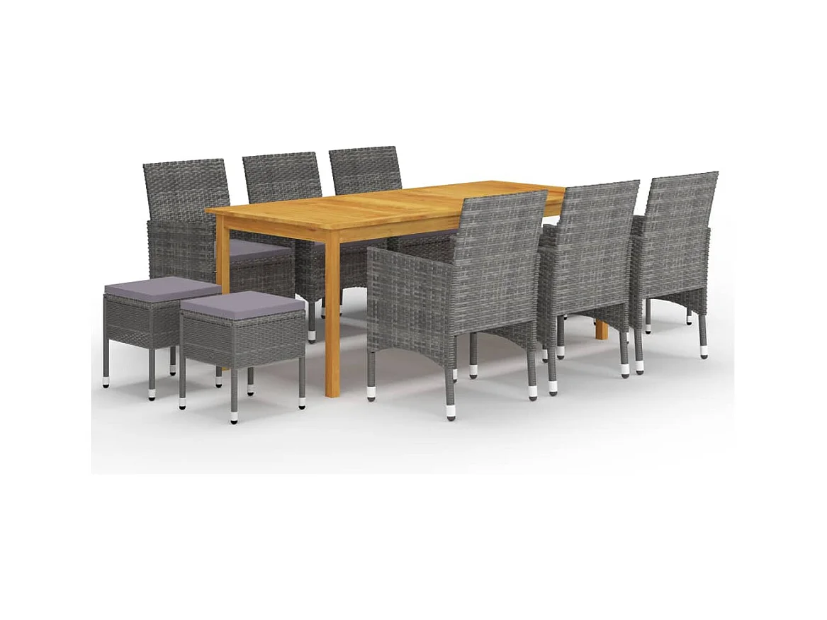 Bas  Ensemble à manger de jardin 11 pcs Gris