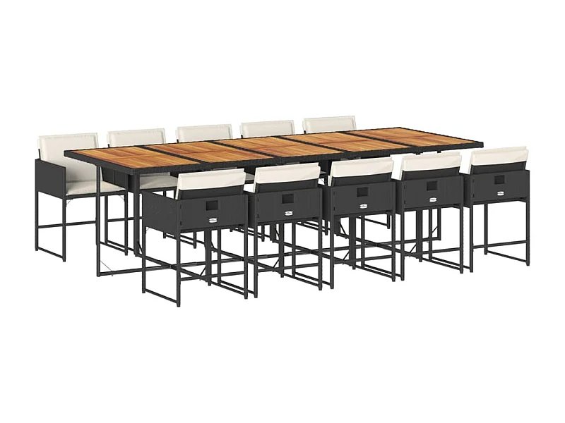 Sener  Ensemble à manger de jardin 11 pcs coussins noir résine tressée