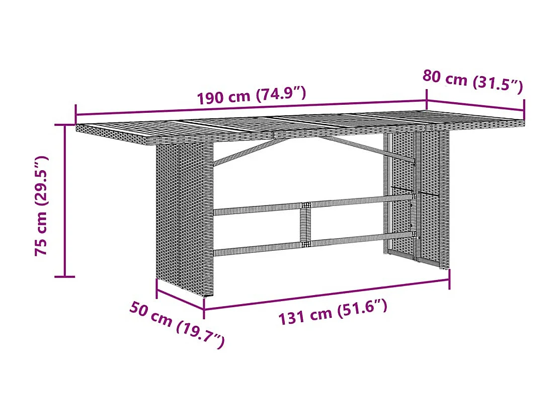 Garden Furniture -  Set comedor de jardín 9 pzas con cojines ratán sintético beige