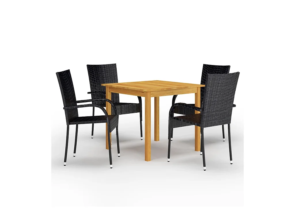 Joas  Ensemble à manger de jardin 5 pcs Noir