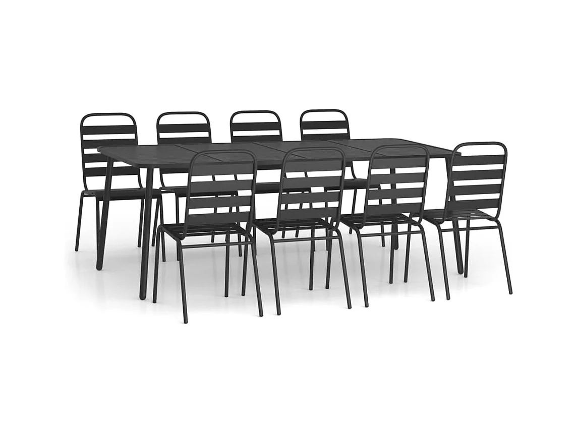 Adrien-Claude  Ensemble à manger de jardin 9 pcs anthracite acier