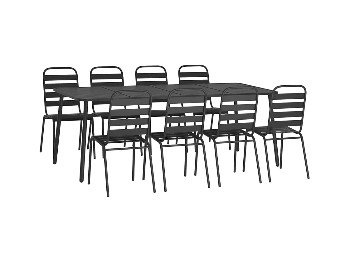 Adrien-Claude  Ensemble à manger de jardin 9 pcs anthracite acier