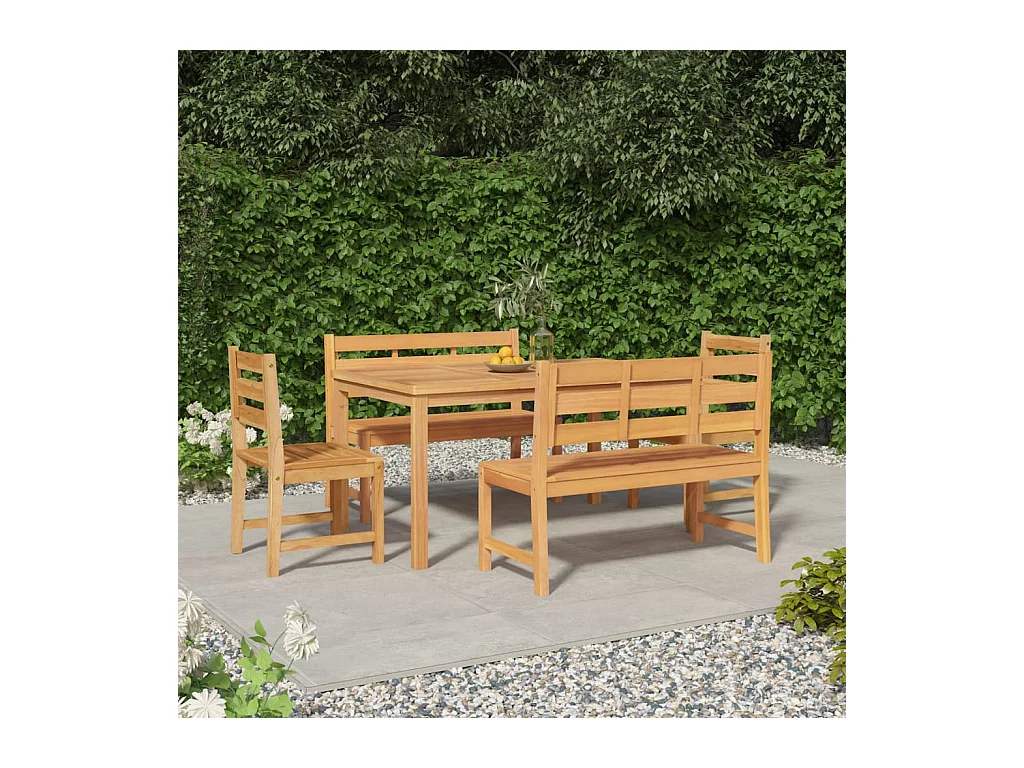 Addison Lee  Ensemble à manger de jardin 5pcs Bois de teck massif