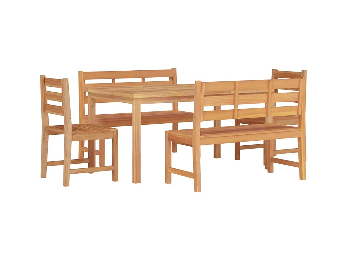 Addison Lee  Ensemble à manger de jardin 5pcs Bois de teck massif