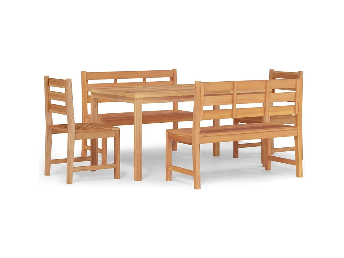 Addison Lee  Juego de comedor para jardín 5 piezas madera maciza de teca