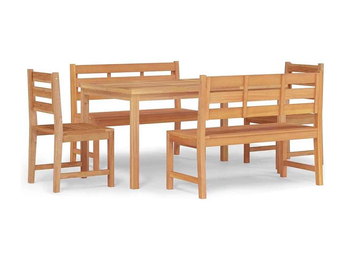 Addison Lee  Ensemble à manger de jardin 5pcs Bois de teck massif