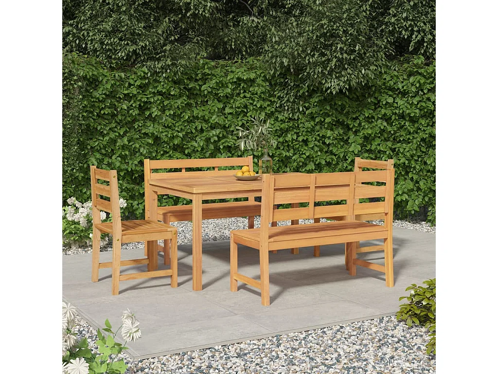 Addison Lee  Ensemble à manger de jardin 5pcs Bois de teck massif