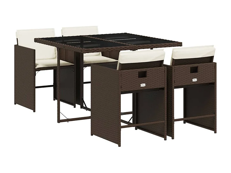 Zele  5-delige Tuinset met kussens poly rattan bruin